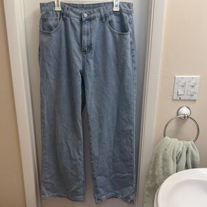 Light Blue Bow Embroidered Denim Jeans